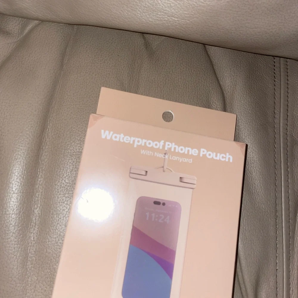 Waterproof Phone Pouch with Neck Lanyard - Cream NWT Fits Phones Up To 7”